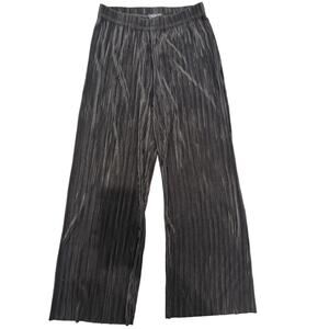 Rachel Zoe Wide Leg Pant Women's M Black Polyester Textured High Rise Stretch